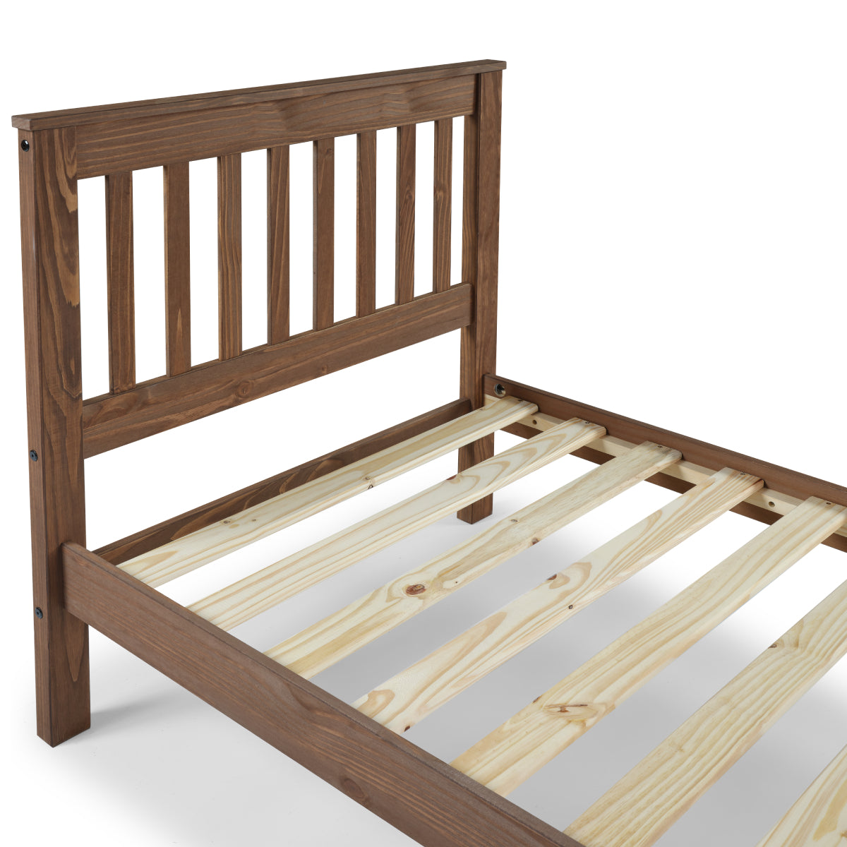 Wood Slatted Twin Size Bed Woodland | Furniture Dash