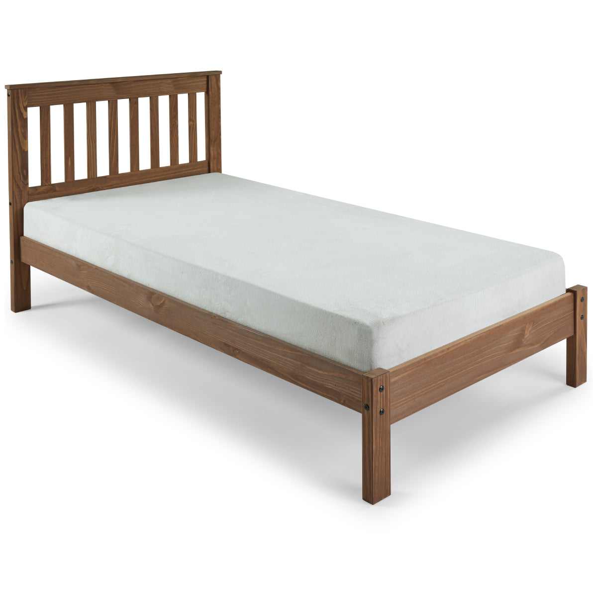 Wood Slatted Twin Size Bed Woodland | Furniture Dash
