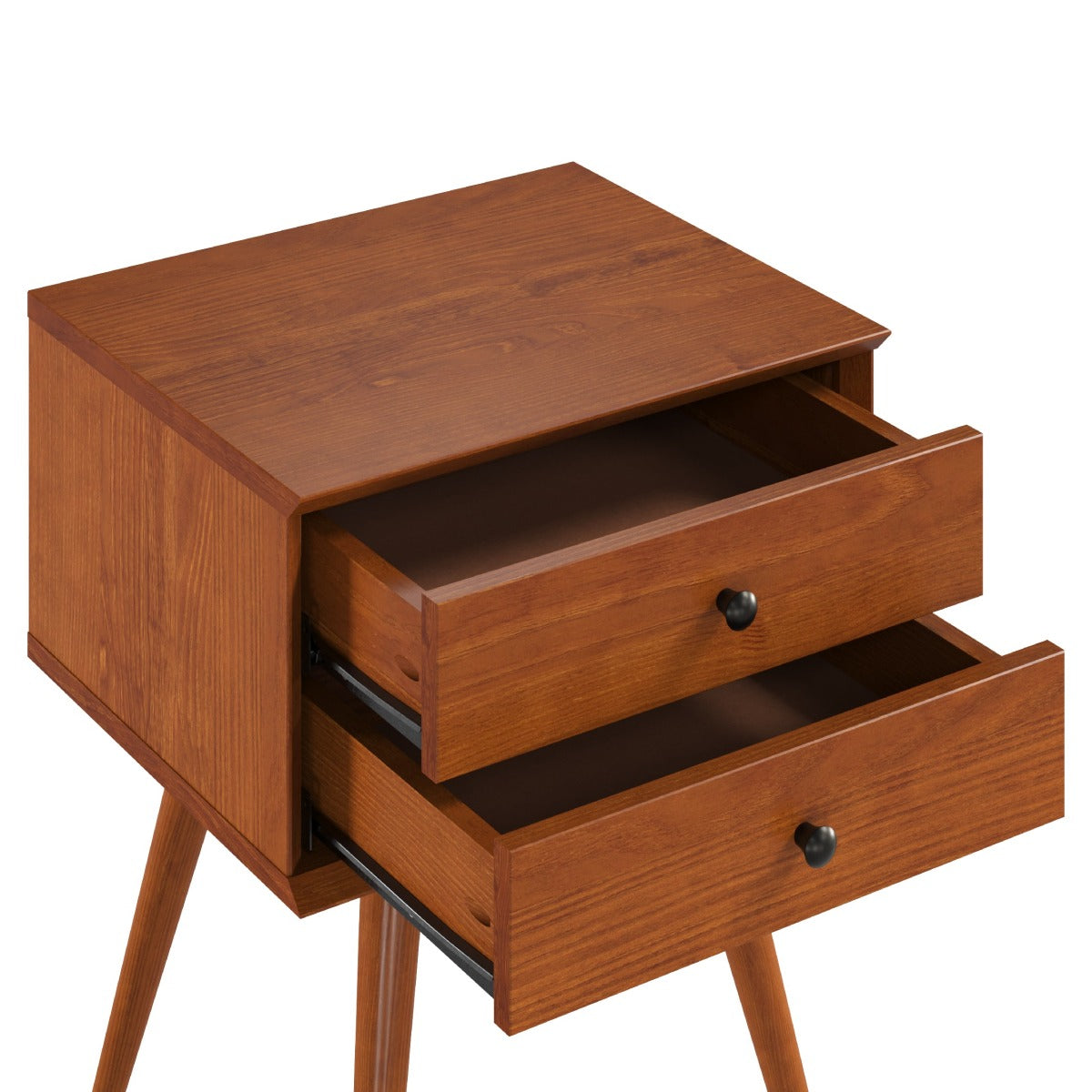 Wood Nightstand 2 Drawers Mid Century | Furniture Dash
