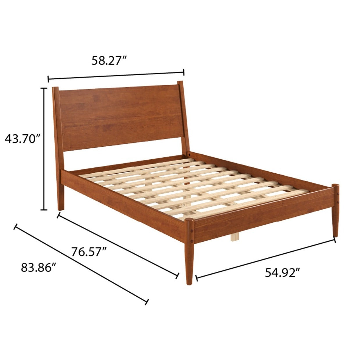 Solid Wood Full Size Bed Frame Mid Century | Furniture Dash