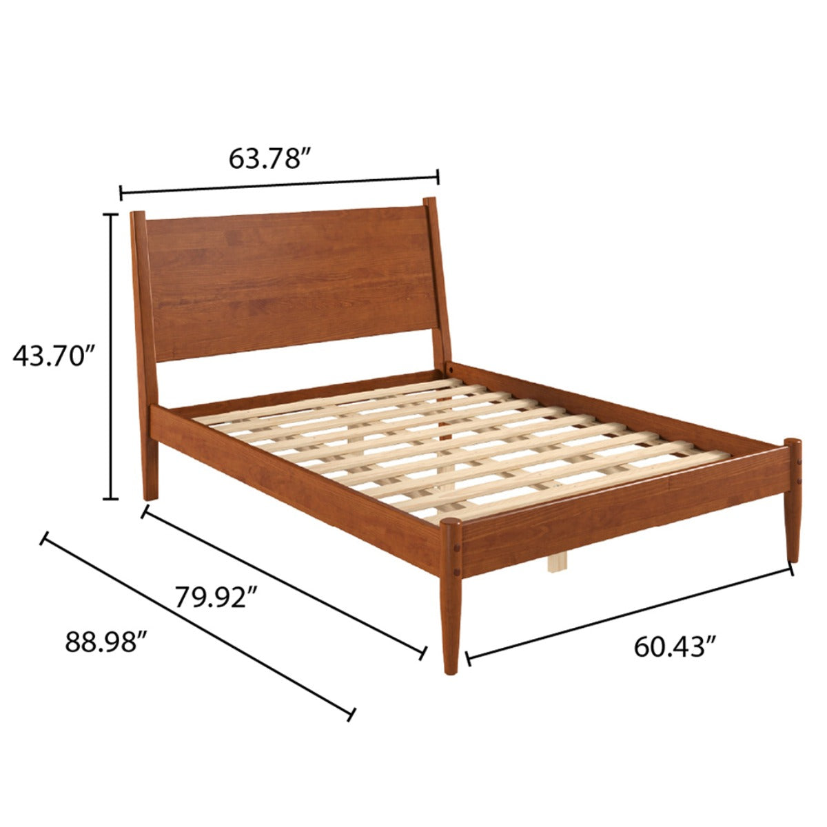 Solid Wood Queen Size Bed Frame Mid Century | Furniture Dash
