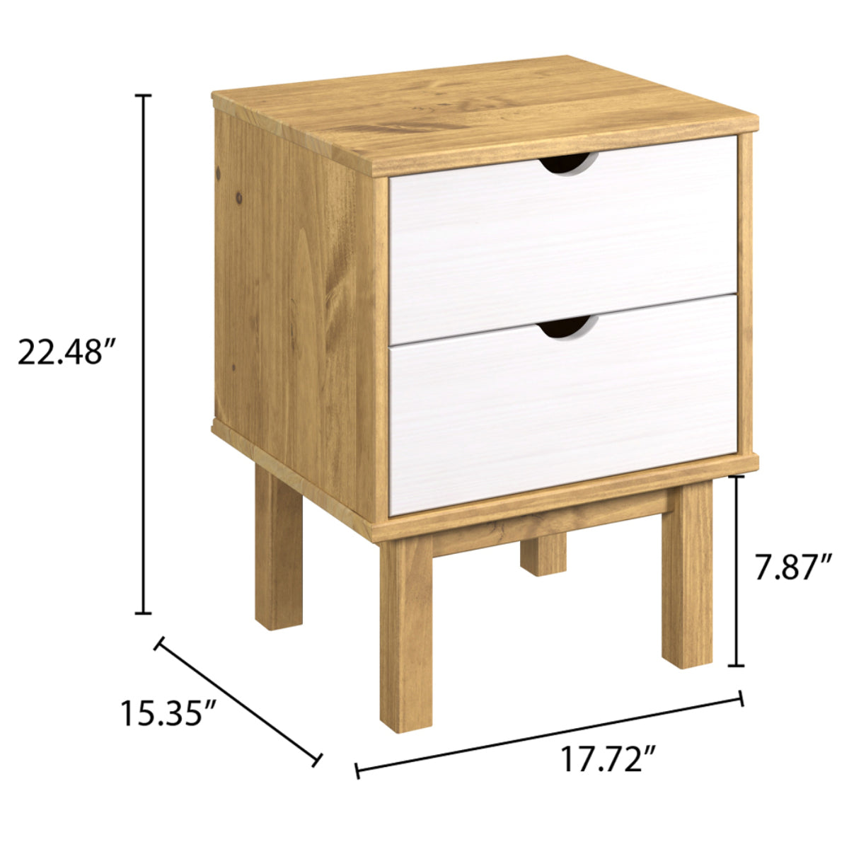 Wood Nightstand 2 Drawers Norden | Furniture Dash