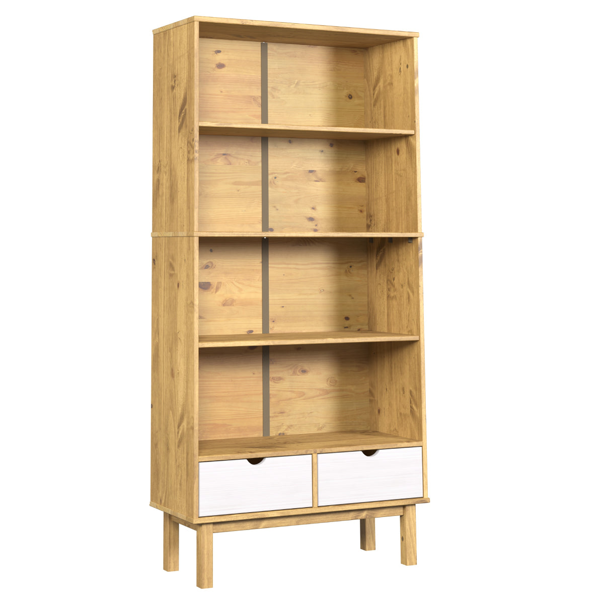 Wood Bookcase 2 Drawers Norden | Furniture Dash