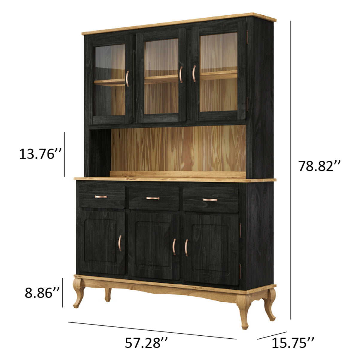 Wood Dining Hutch and Buffet Sideboard Black | Furniture Dash