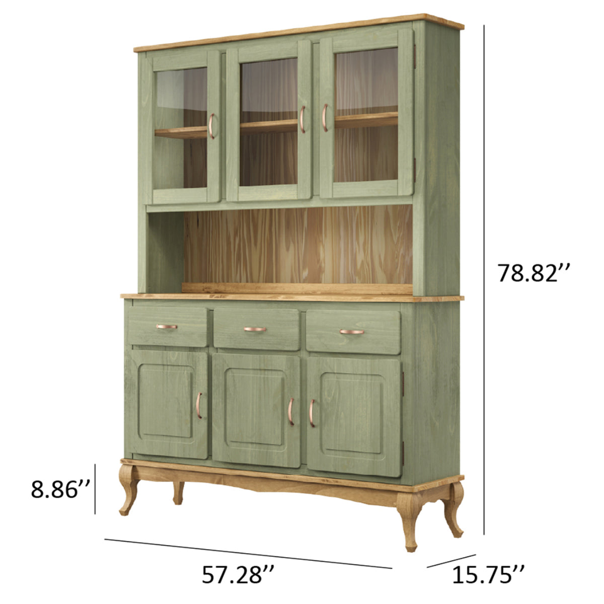 Wood Dining Hutch and Buffet Sideboard Green | Furniture Dash