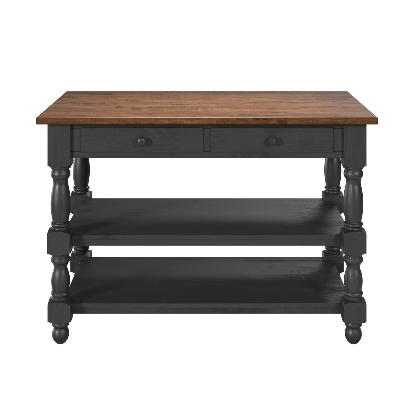 Wood Kitchen Island 2 Drawers 2 Shelf Black | Furniture Dash