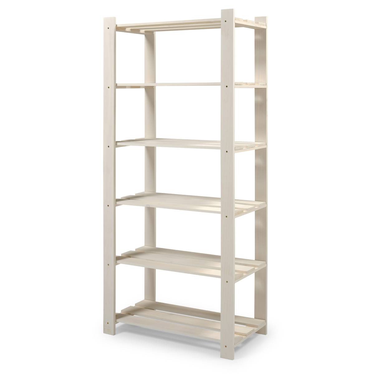 6 Shelf Slatted Storage Unit White | Furniture Dash