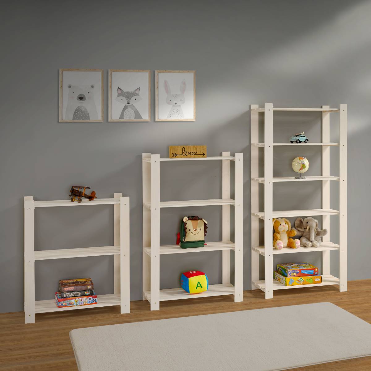 6 Shelf Slatted Storage Unit White | Furniture Dash