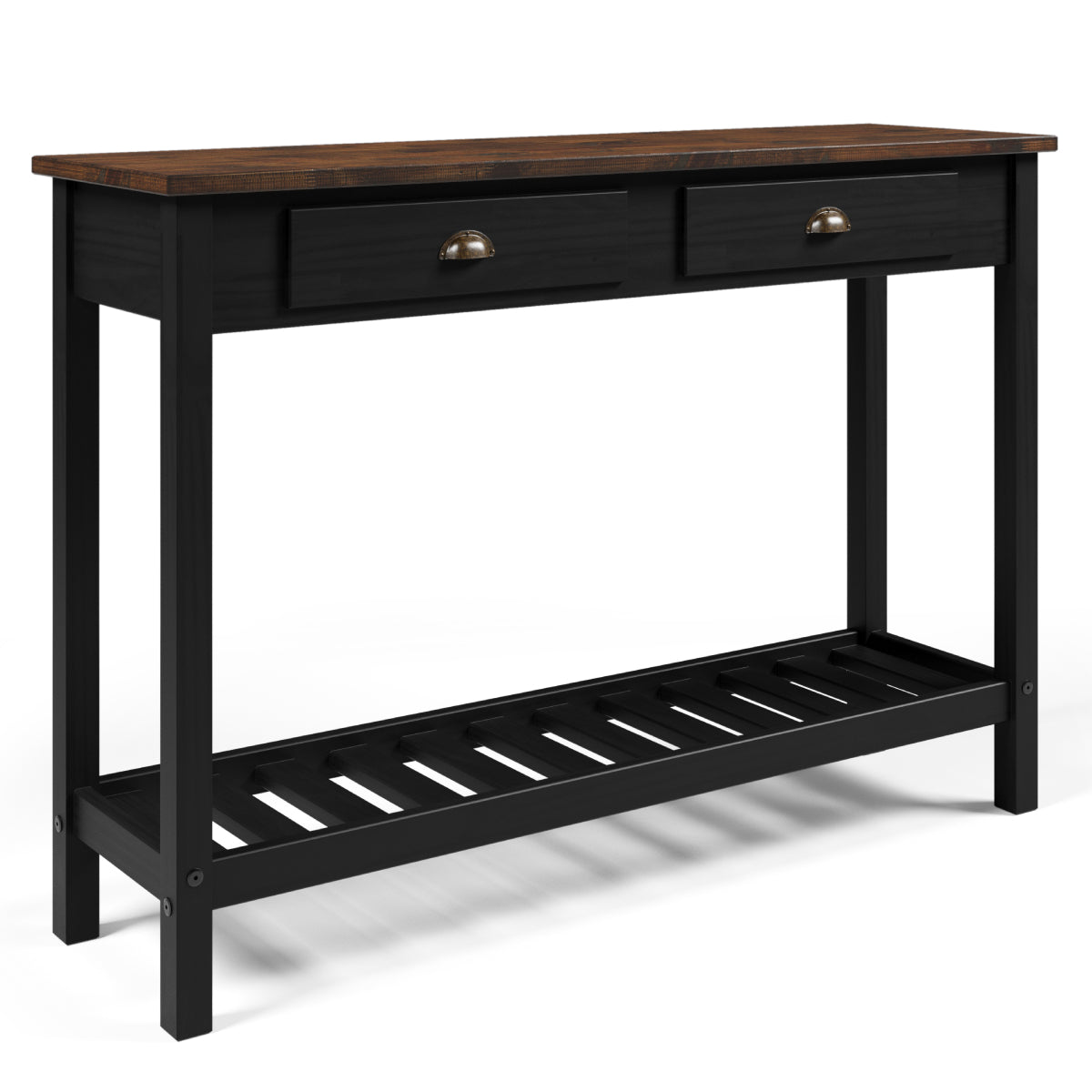 Wood Hall Table Console 2 Drawers Harvest Black | Furniture Dash