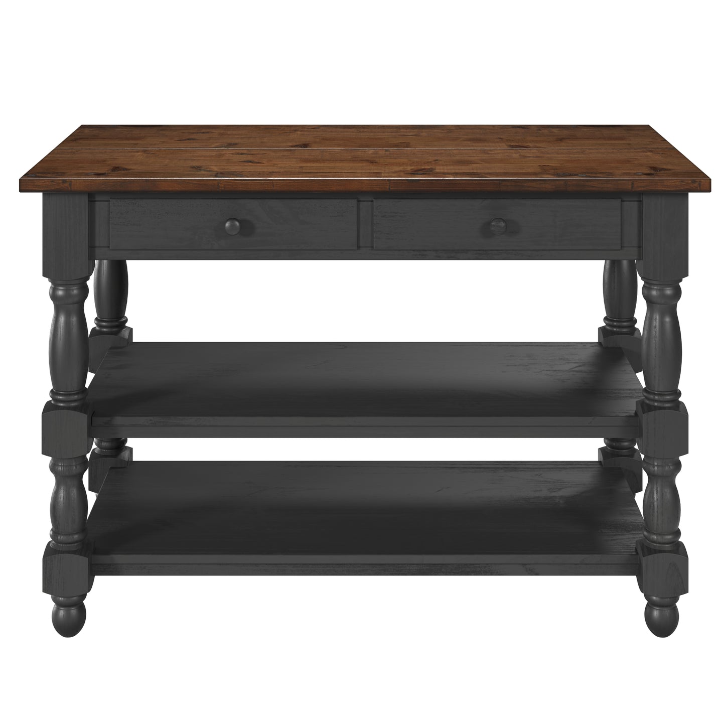 Wood Kitchen Island 2 Drawers 2 Shelf Black | Furniture Dash