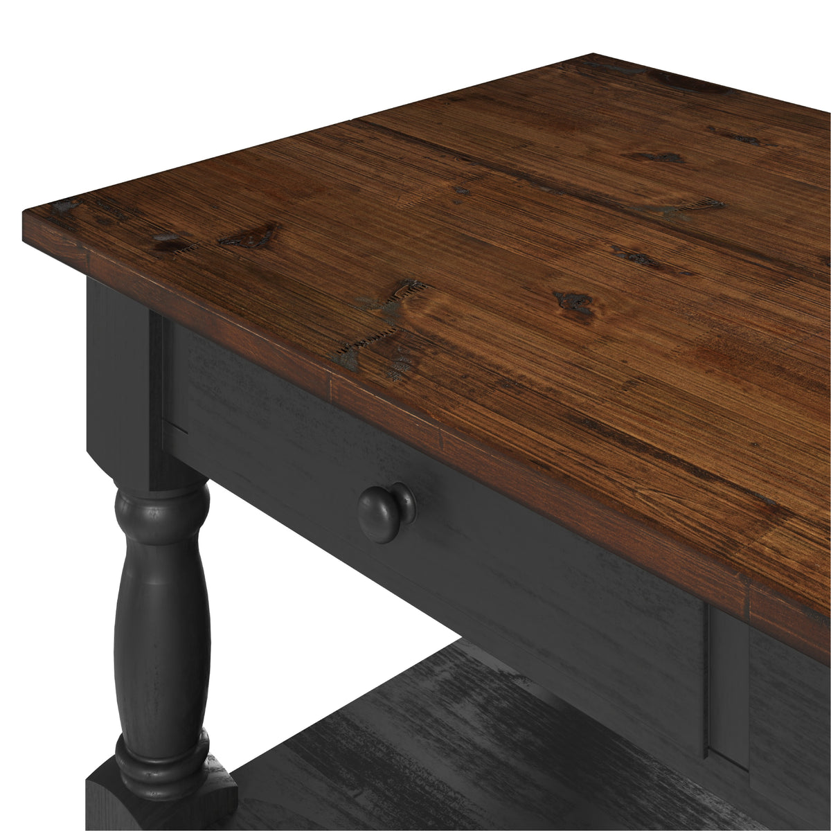 Wood Kitchen Island 2 Drawers 2 Shelf Black | Furniture Dash