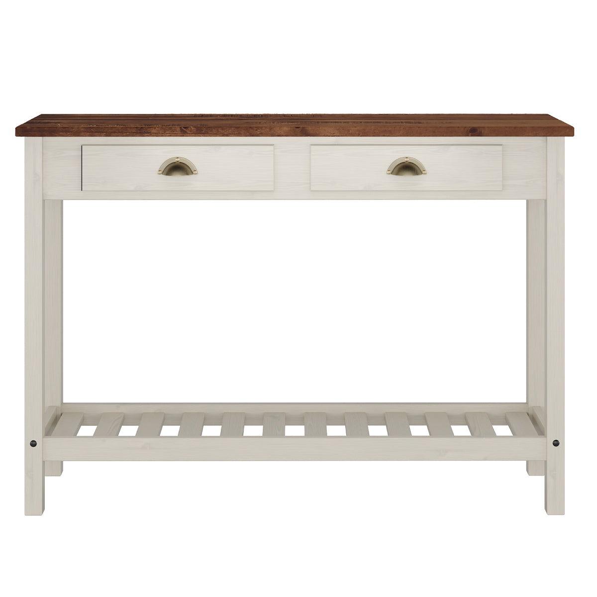 Wood Hall Table Console 2 Drawers Harvest White Distressed | Furniture Dash
