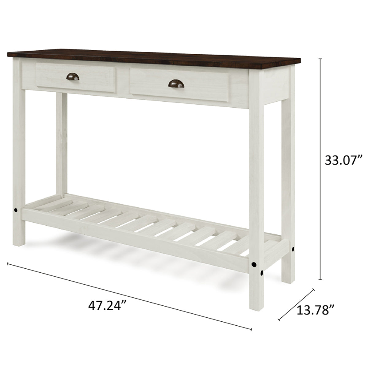 Wood Hall Table Console 2 Drawers Harvest White Distressed | Furniture Dash