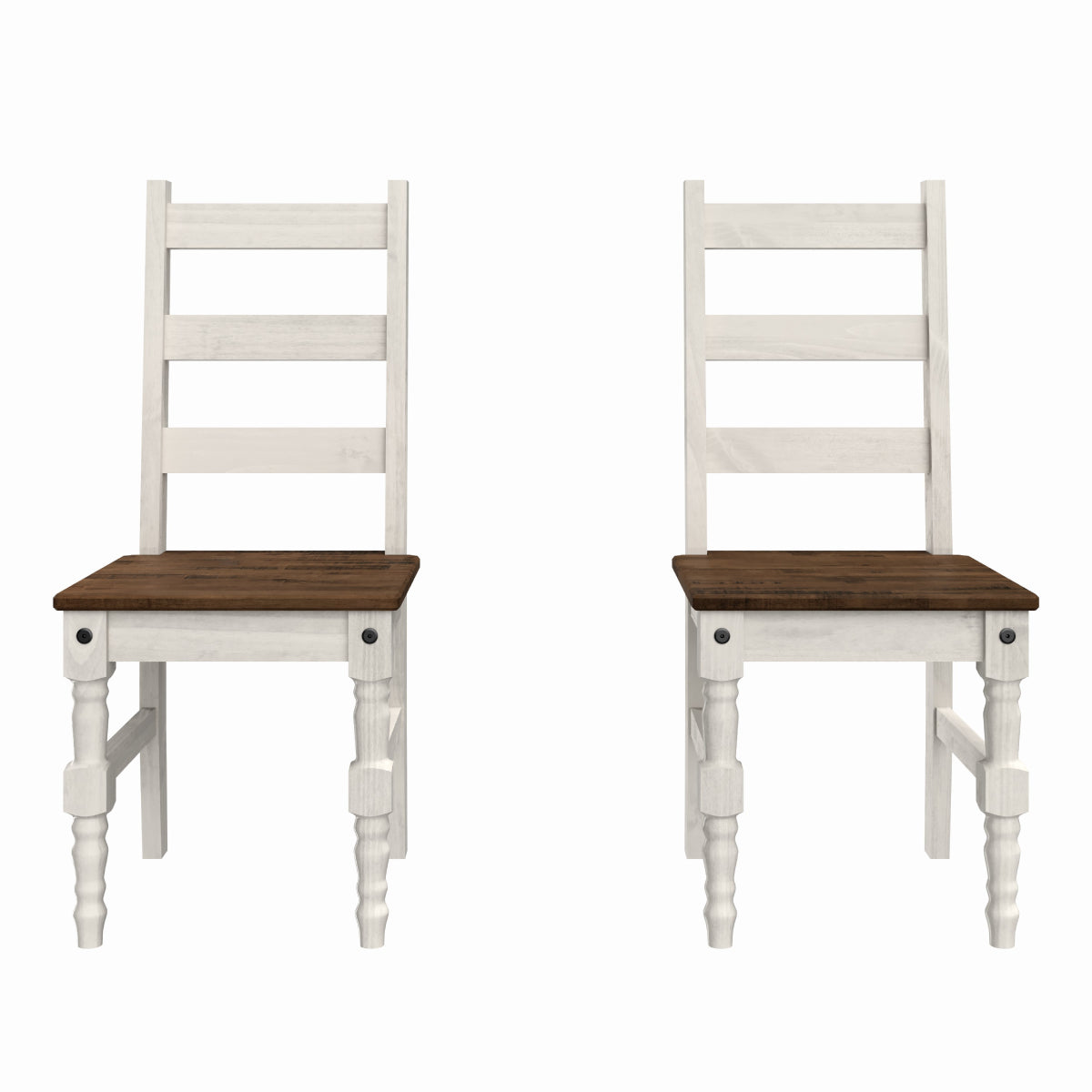 Solid Wood Dining Chair (Set of 2) Harvest White Distressed | Furniture Dash