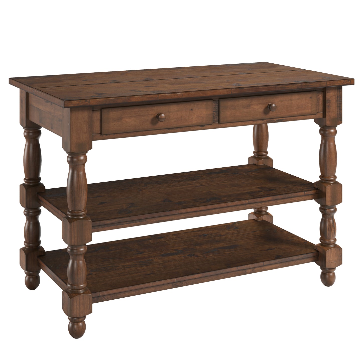 Wood Kitchen Island 2 Drawers 2 Shelf Walnut | Furniture Dash