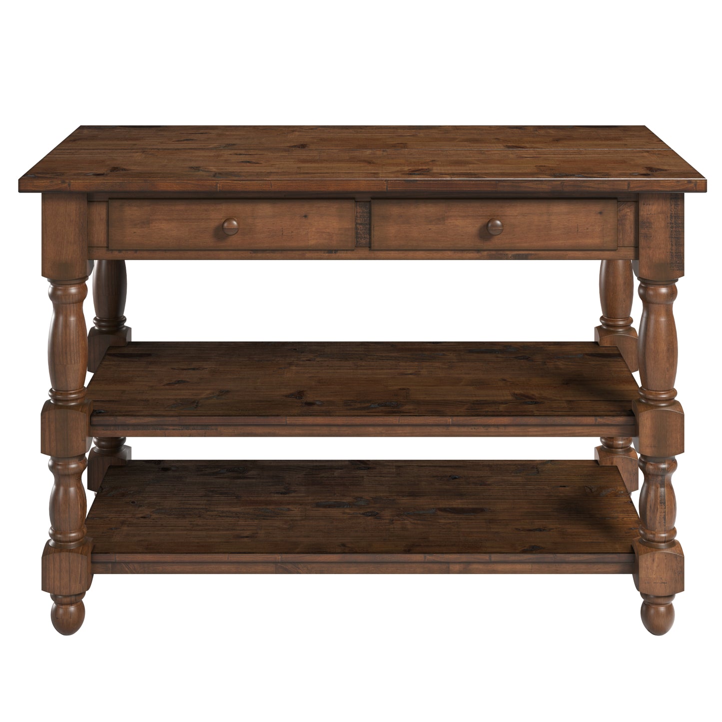 Wood Kitchen Island 2 Drawers 2 Shelf Walnut | Furniture Dash