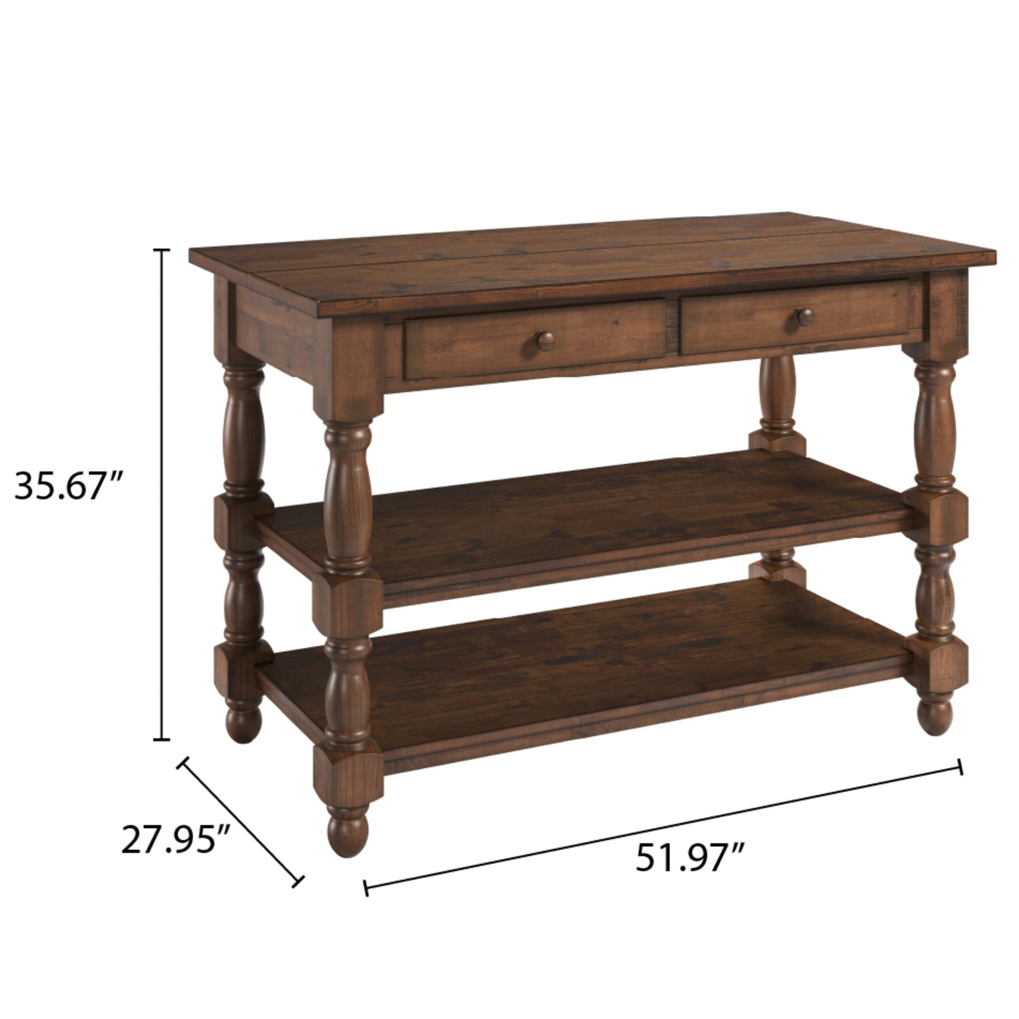 Wood Kitchen Island 2 Drawers 2 Shelf Walnut | Furniture Dash