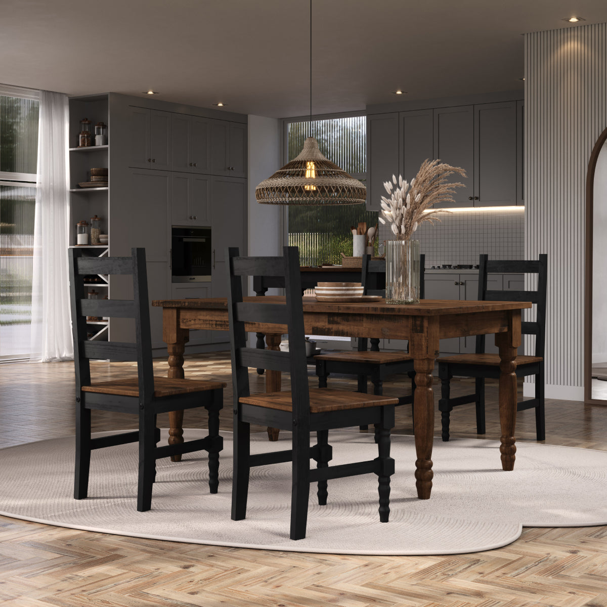 Wood Dining Table Walnut Distressed | Furniture Dash