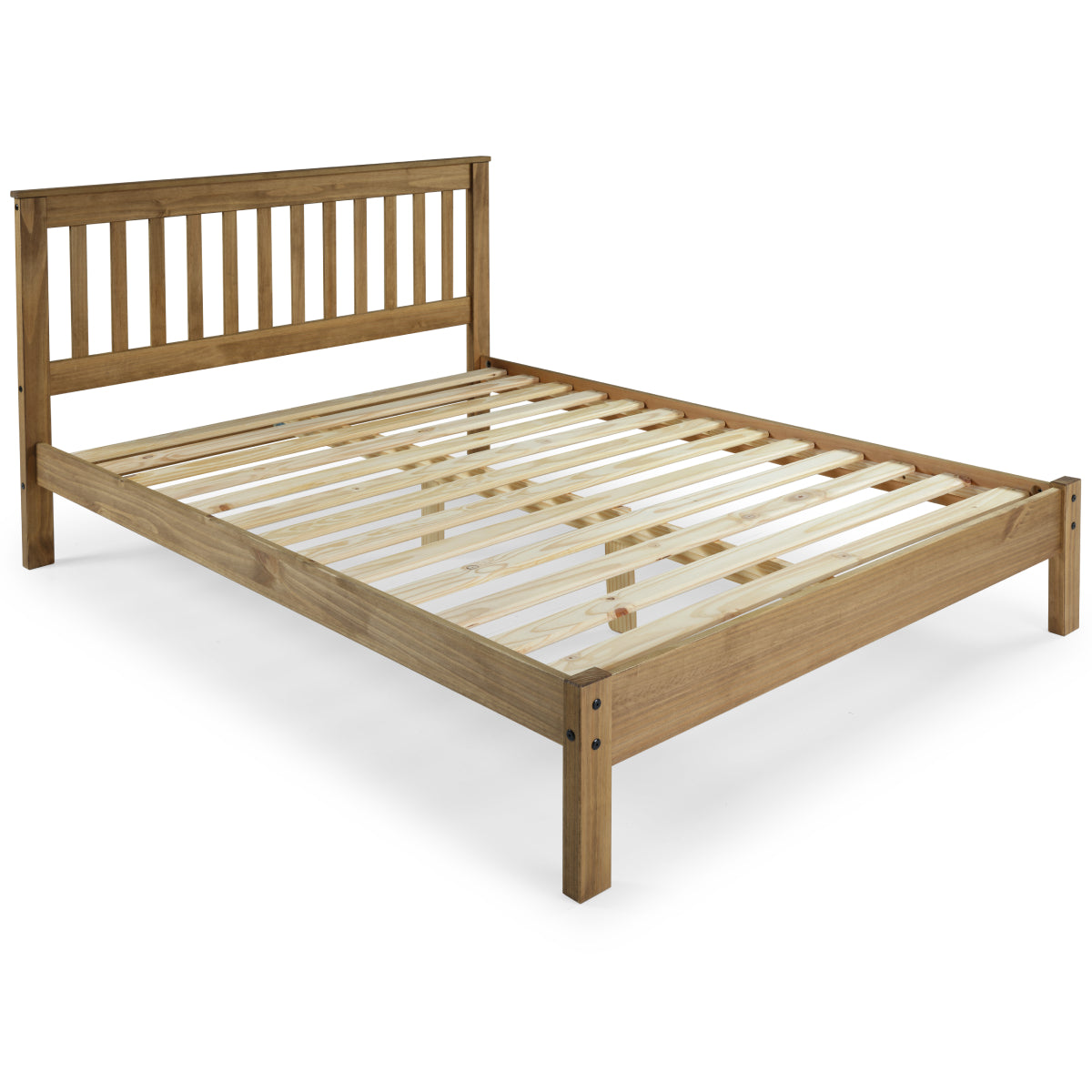 Wood Slatted Full Double Size Bed Corona | Furniture Dash