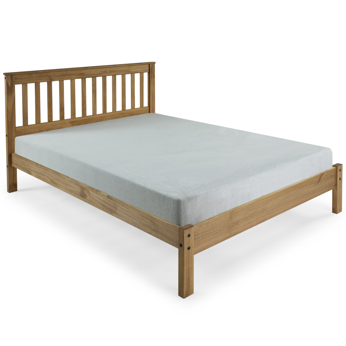 Wood Slatted Full Double Size Bed Corona | Furniture Dash
