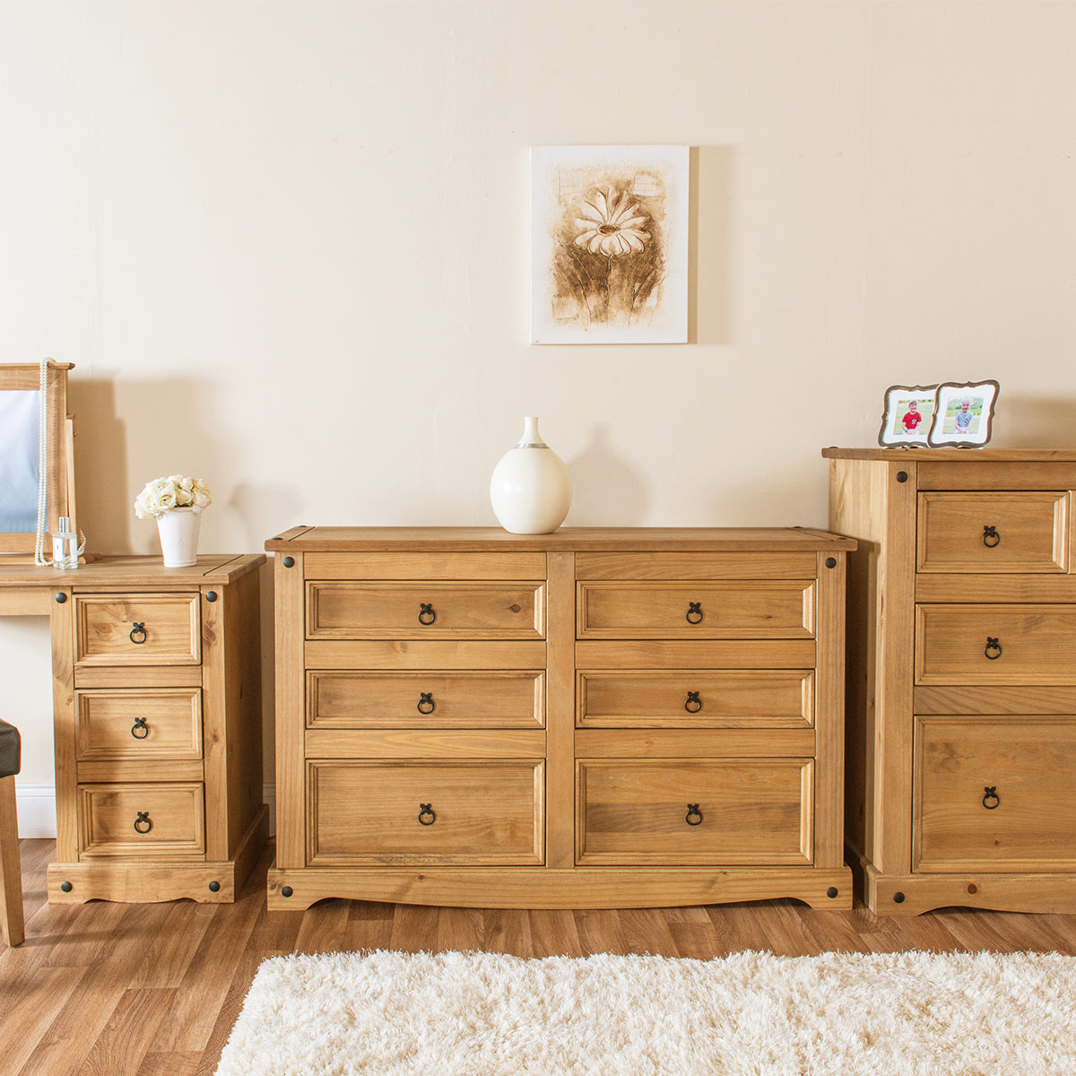 Wood Dresser 3+3 Drawers Chest Corona | Furniture Dash