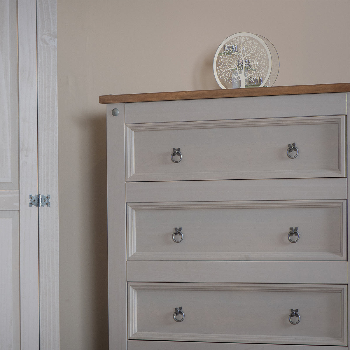 Wood Dresser 4 Drawers Chest Corona Gray | Furniture Dash