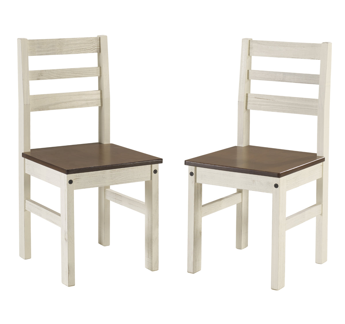 Solid Wood Dining Chair (Set of 2) White Distressed | Furniture Dash