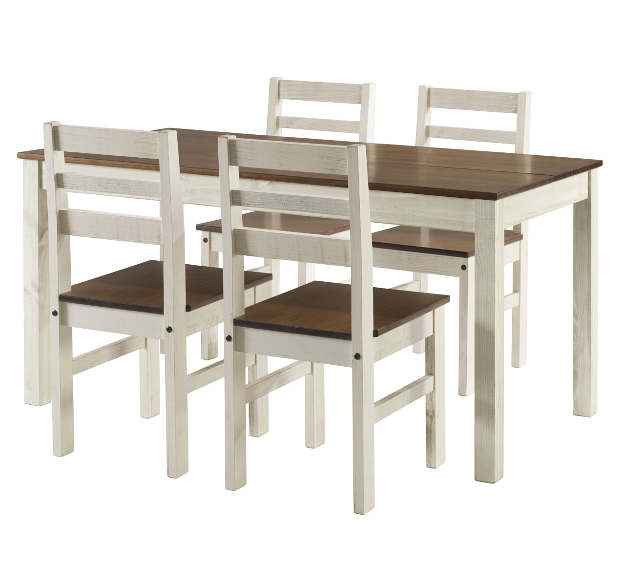 Solid Wood Dining Chair (Set of 2) White Distressed | Furniture Dash