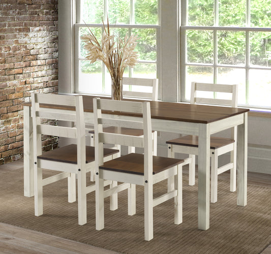 Solid Wood Dining Chair (Set of 2) White Distressed | Furniture Dash