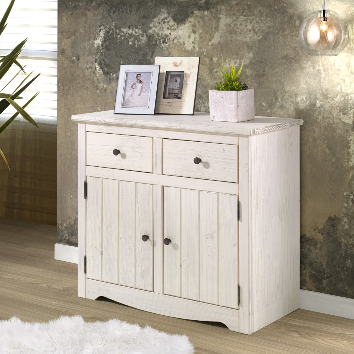 Wood Buffet Sideboard White Distressed | Furniture Dash