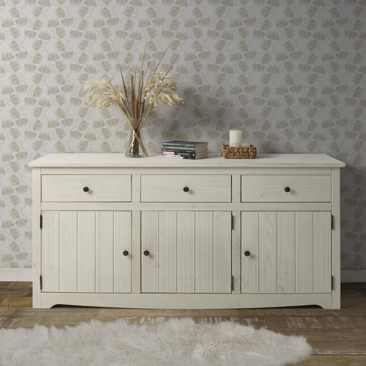 Wood Buffet Sideboard White Distressed | Furniture Dash