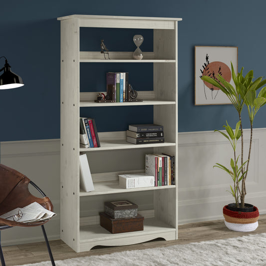 Wood Bookcase White Distressed | Furniture Dash