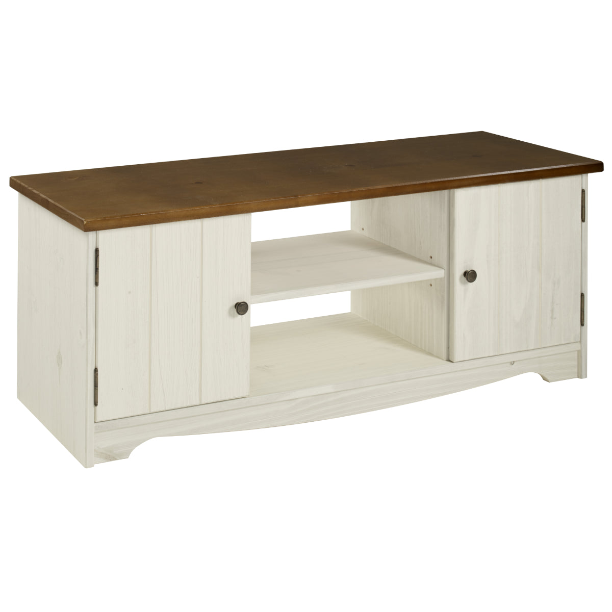 Wood TV Entertainment Stand White Distressed | Furniture Dash