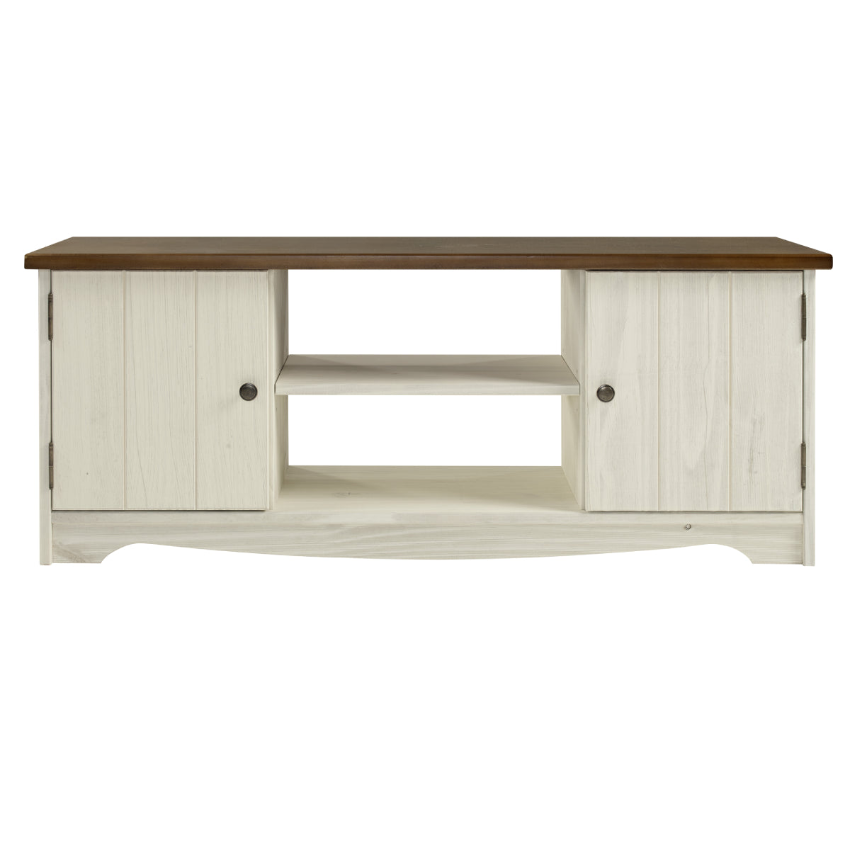 Wood TV Entertainment Stand White Distressed | Furniture Dash
