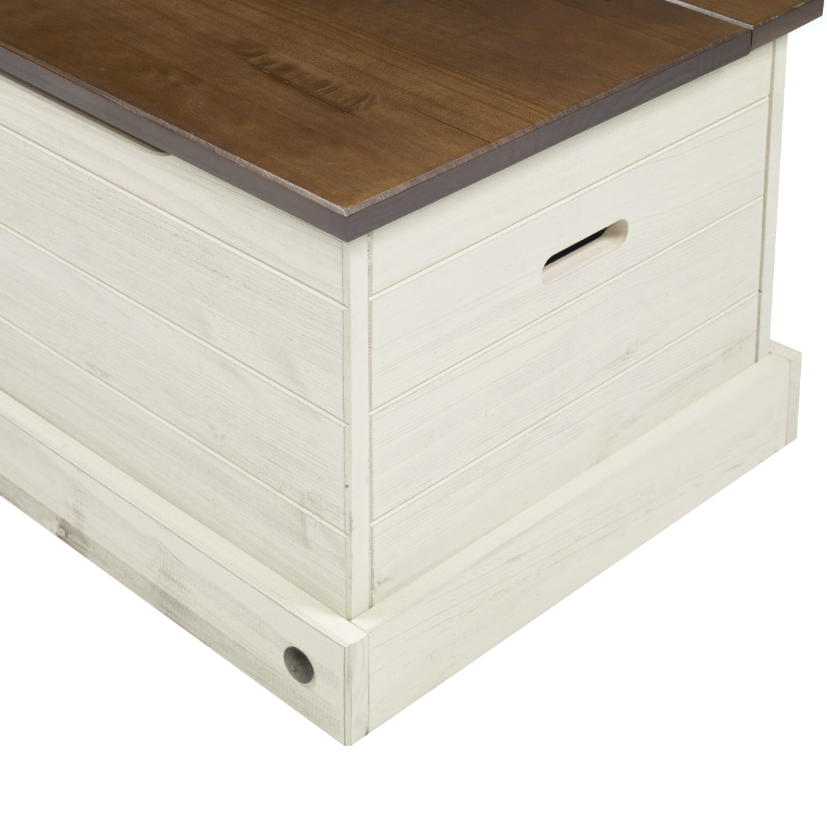 Wood Storage Trunk Ottoman White Distressed | Furniture Dash