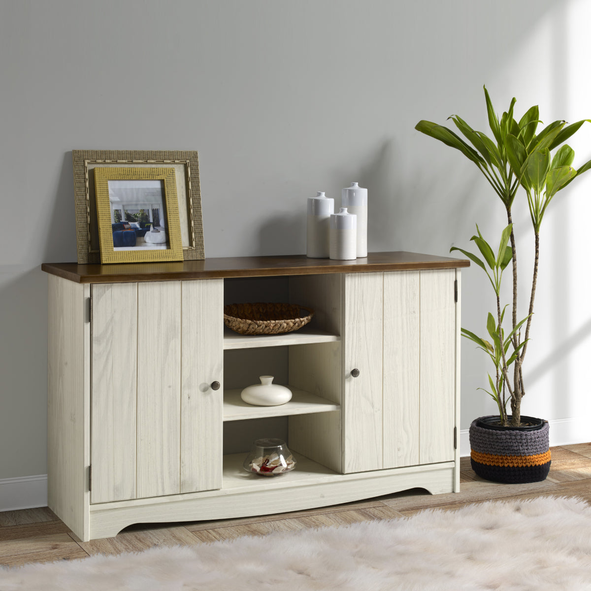 Wood Buffet Sideboard White Distressed | Furniture Dash