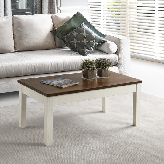 Wood Coffee Table White Distressed | Furniture Dash