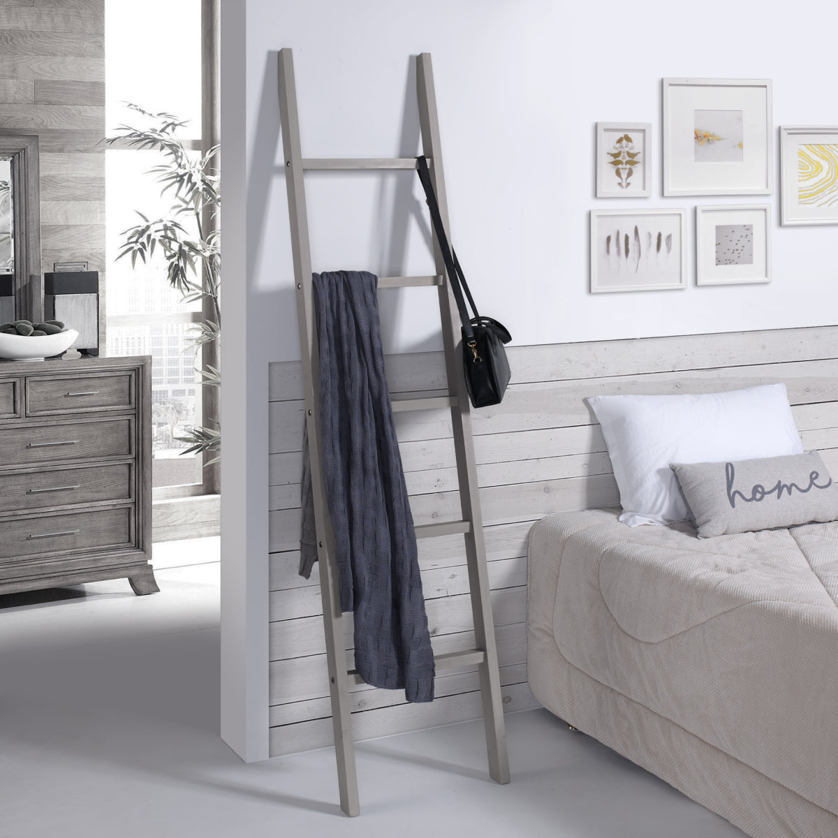 Wood Blanket Ladder Corona Gray | Furniture Dash