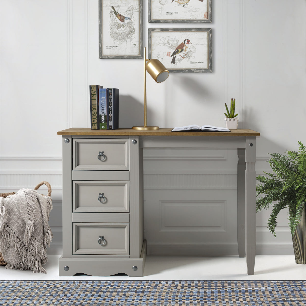 Wood Dressing Table Vanity Makeup Corona Gray Furniture Dash