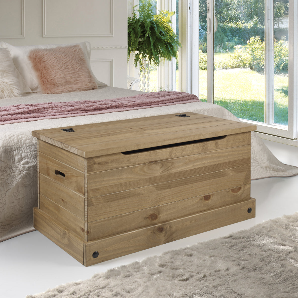 Wood Storage Trunk Ottoman Corona | Furniture Dash