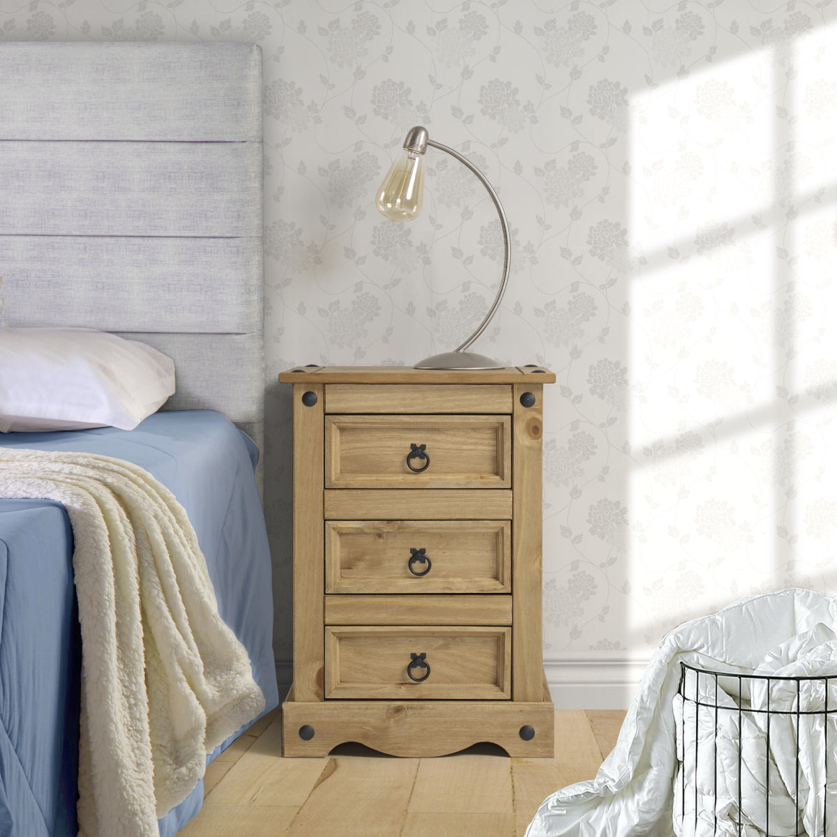 Wood Nightstand 3 Drawers Corona | Furniture Dash