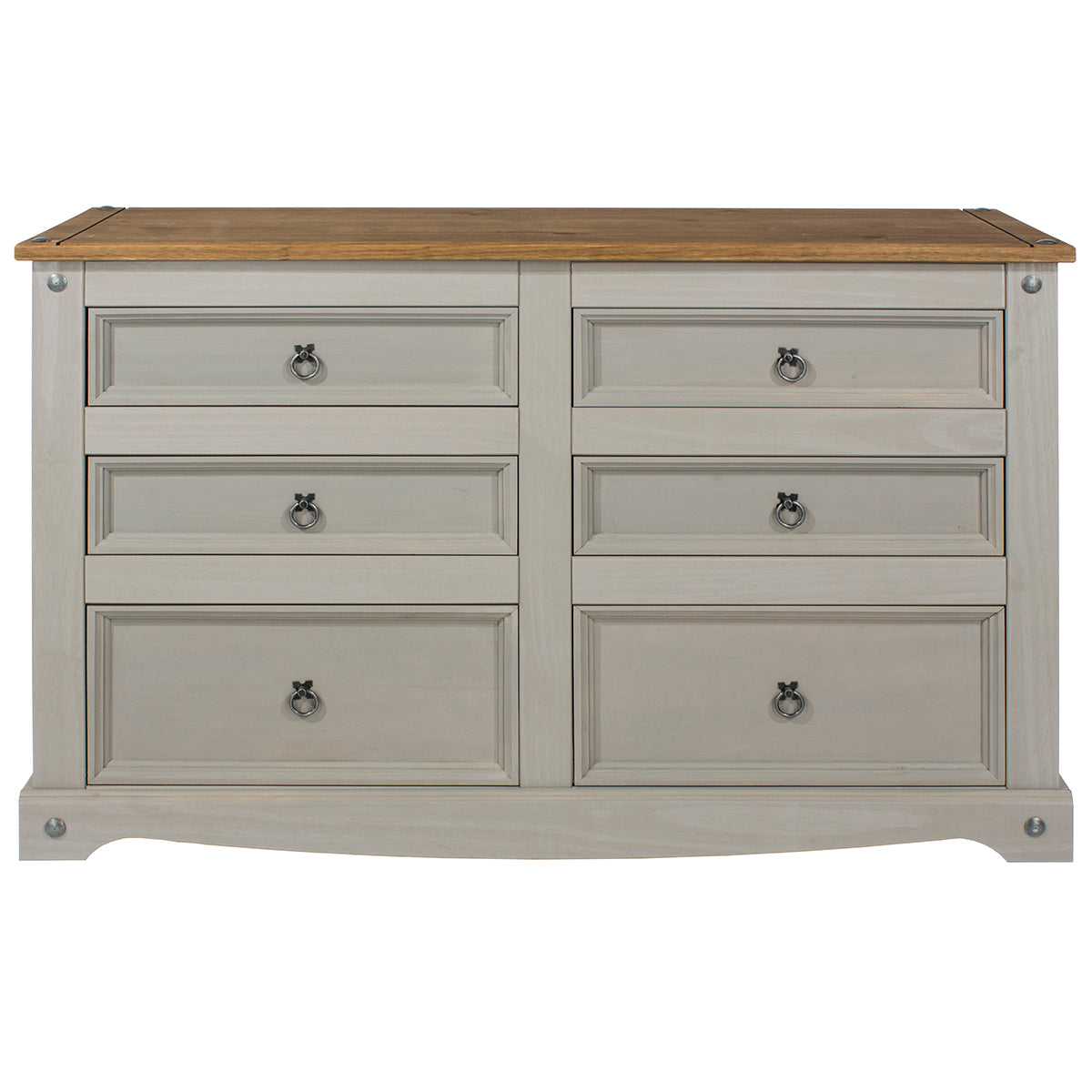 Wood Dresser 3+3 Drawers Chest Corona Gray | Furniture Dash