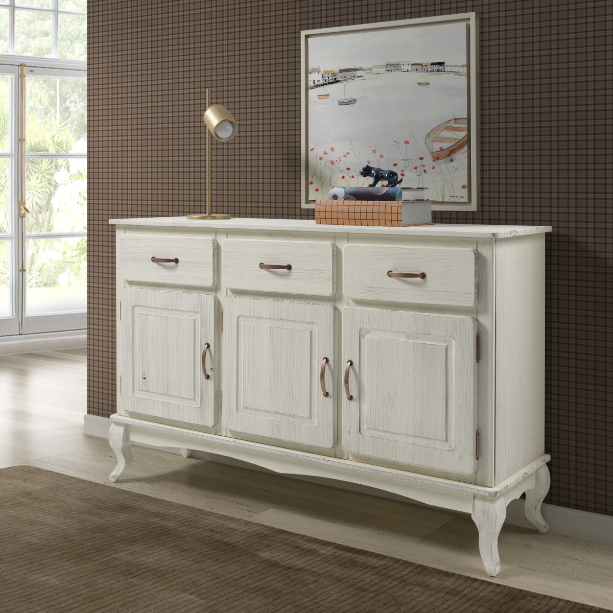 Wood Buffet Sideboard White Distressed | Furniture Dash