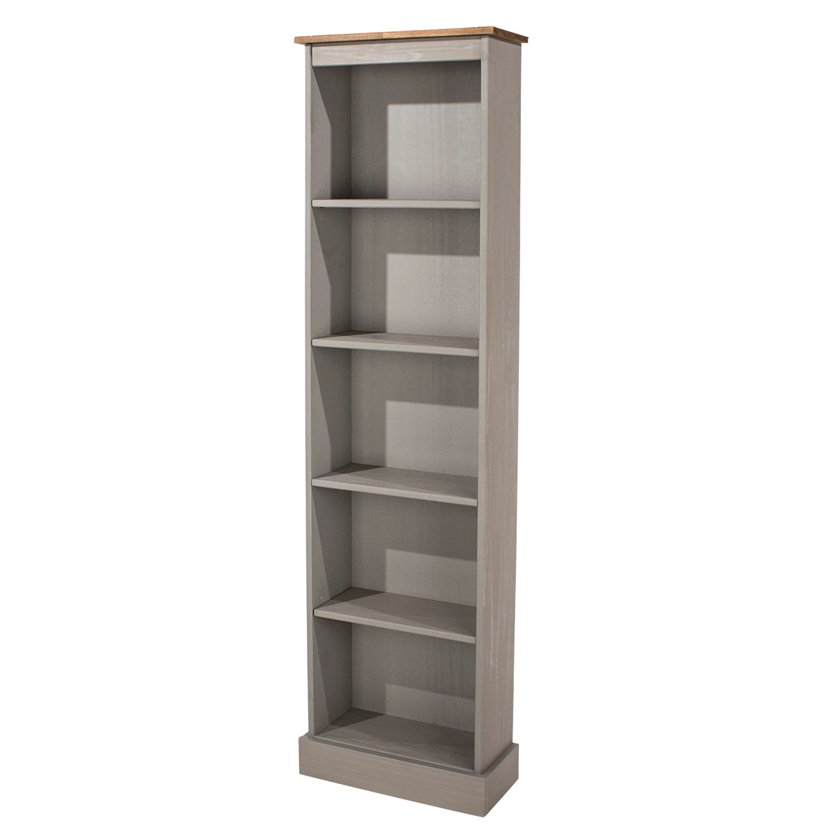 Wood Bookcase Tall Narrow Corona Gray | Furniture Dash