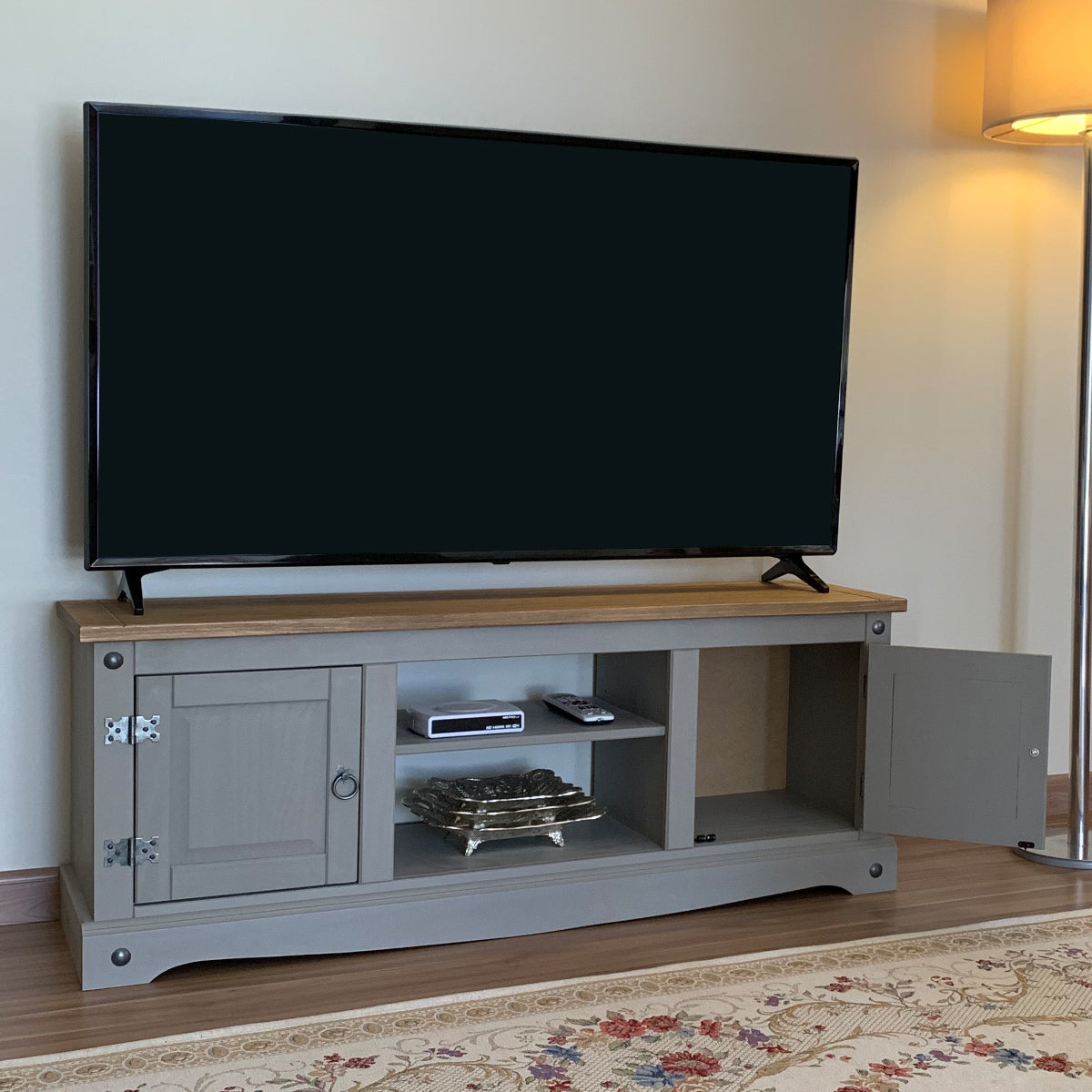 Wood TV Entertainment Stand Corona Gray | Furniture Dash