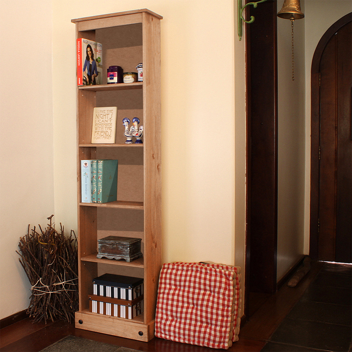 Wood Bookcase Tall Narrow Corona | Furniture Dash