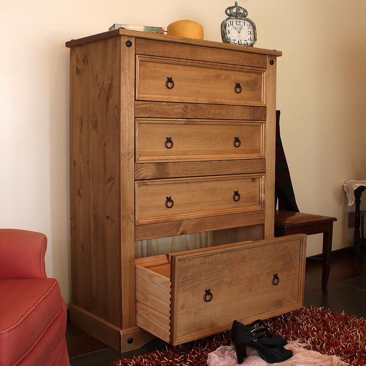 Wood Dresser 4 Drawers Chest Corona | Furniture Dash