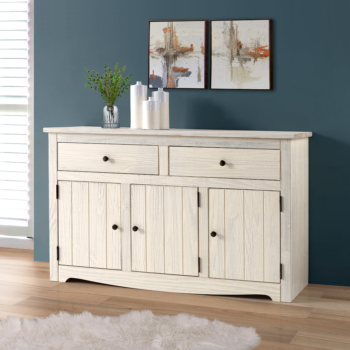 Wood Buffet Sideboard White Distressed | Furniture Dash