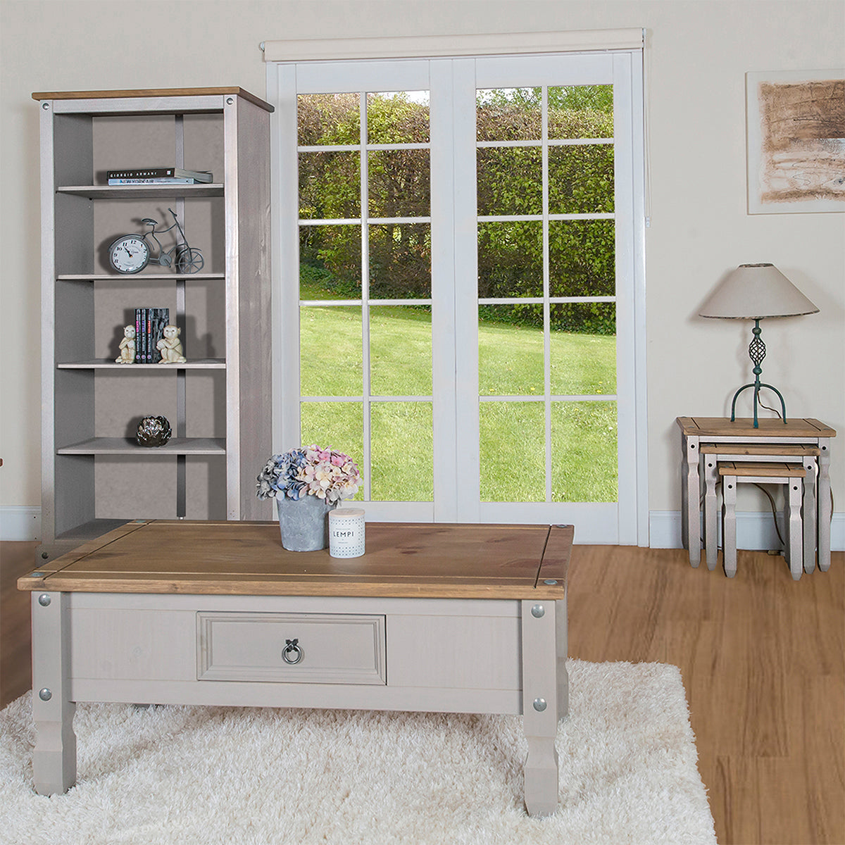 Wood Bookcase 5 Shelf Corona Gray | Furniture Dash