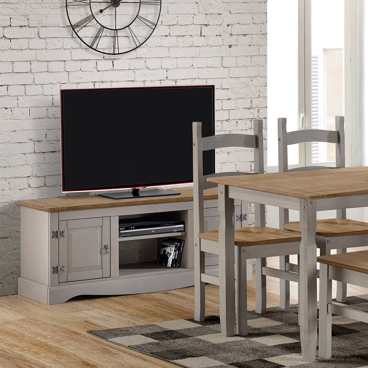 Wood TV Entertainment Stand Corona Gray | Furniture Dash